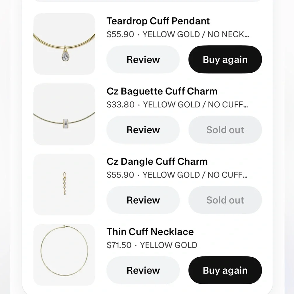 EP Jewels Yellow Gold Thin Cuff Necklace & Charms New - Picture 13 of 13